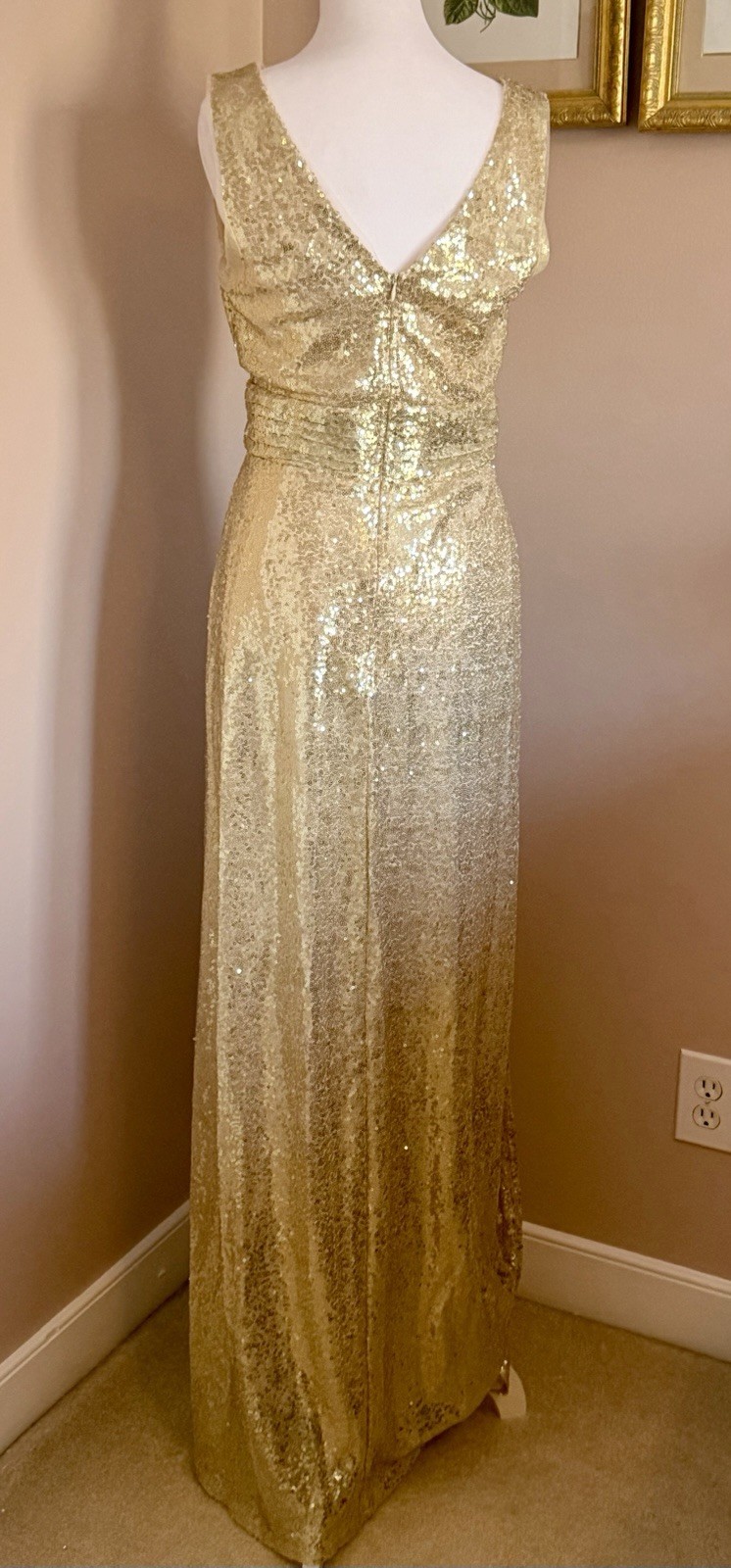 Elegant Sequence Golden Gown From Kate Kasin