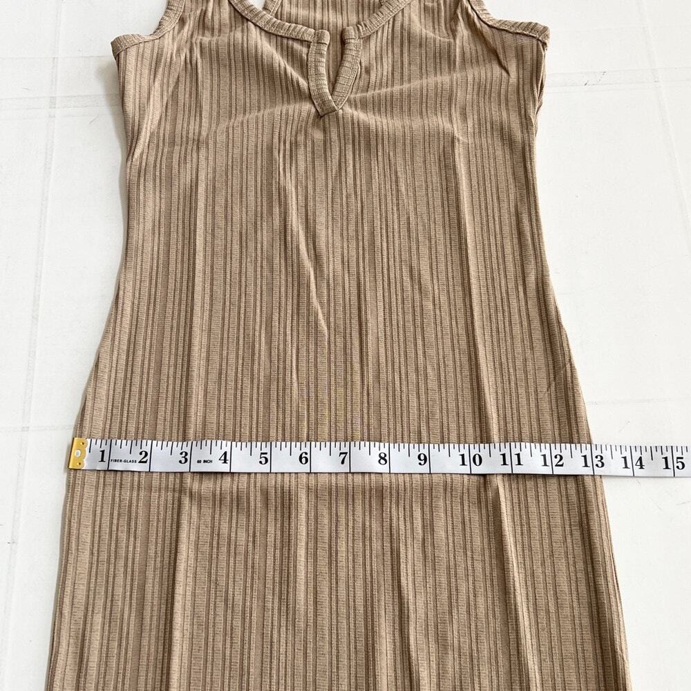 New ABSOLUTELY LOVE IT Sleeveless Split V Neck Rib Knit Bodycon Midi Dress Brown