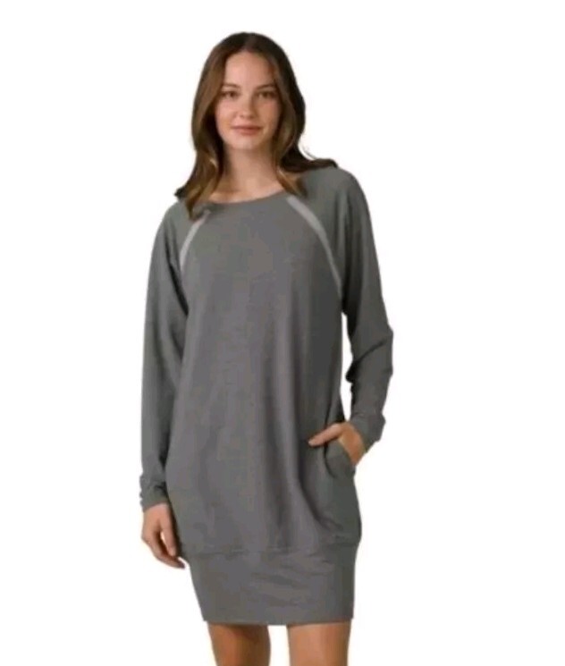 prAna Womens Small Rosie Dress Sweatshirt Pockets Green Long Sleeve Outdoor