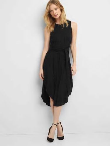 NWOT Gap Wrap-belt midi dress, True Black SIZE MP M P #720022 T1006