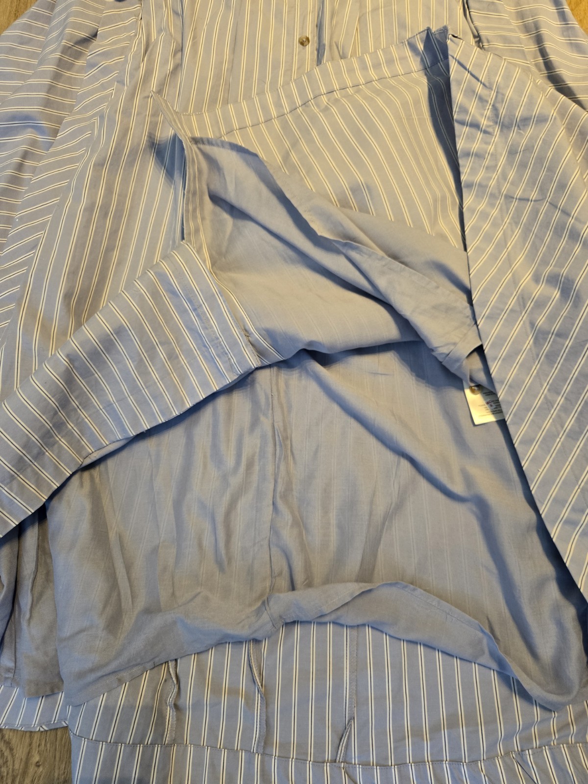 Anthropologie Tobie Button Front Pleated Shirt dress Size 2X Stripe Cottage Blue