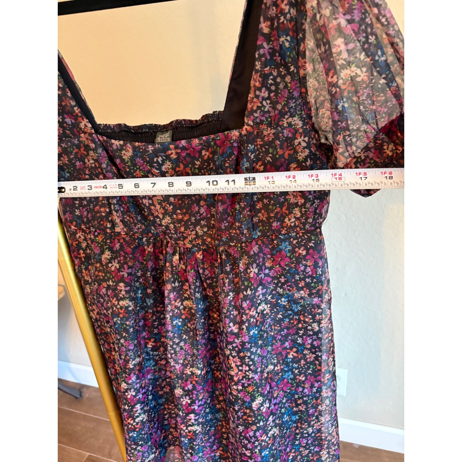 Wild Fable Floral Square Neck Puff Sleeve Mini Dress XL Smocked Fairy Garden