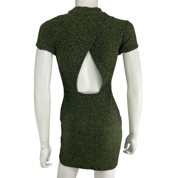 Mod Ref Cut Out Back Knitted Ribbed Dress Womens Size S (I10185)
