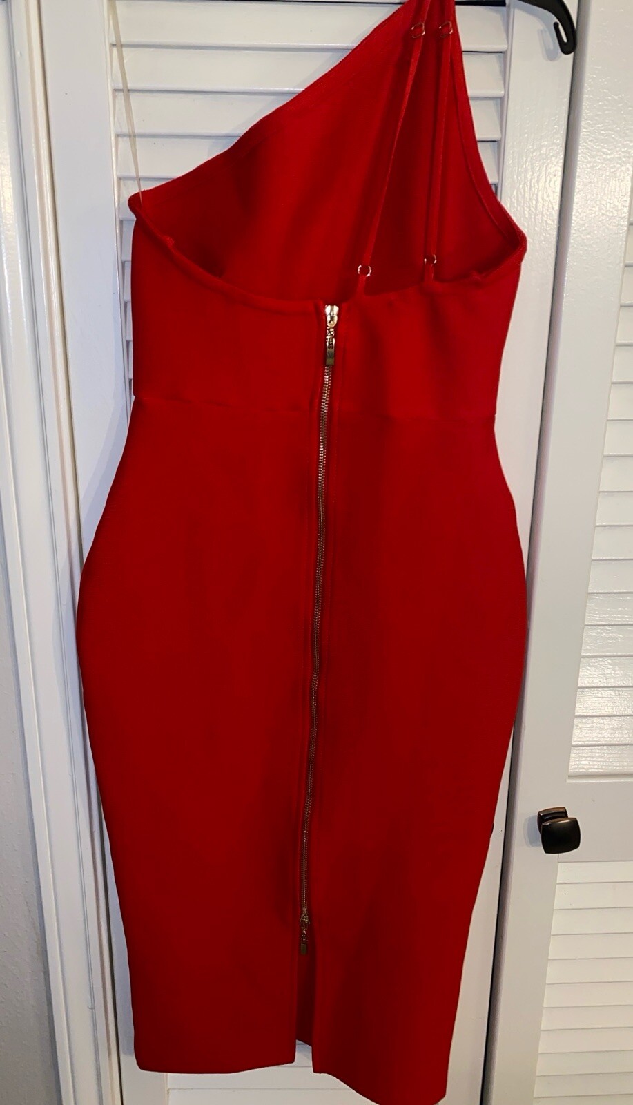 SHEIN ADYCE Double Strappy One Shoulder Bodycon Dress RED Size M