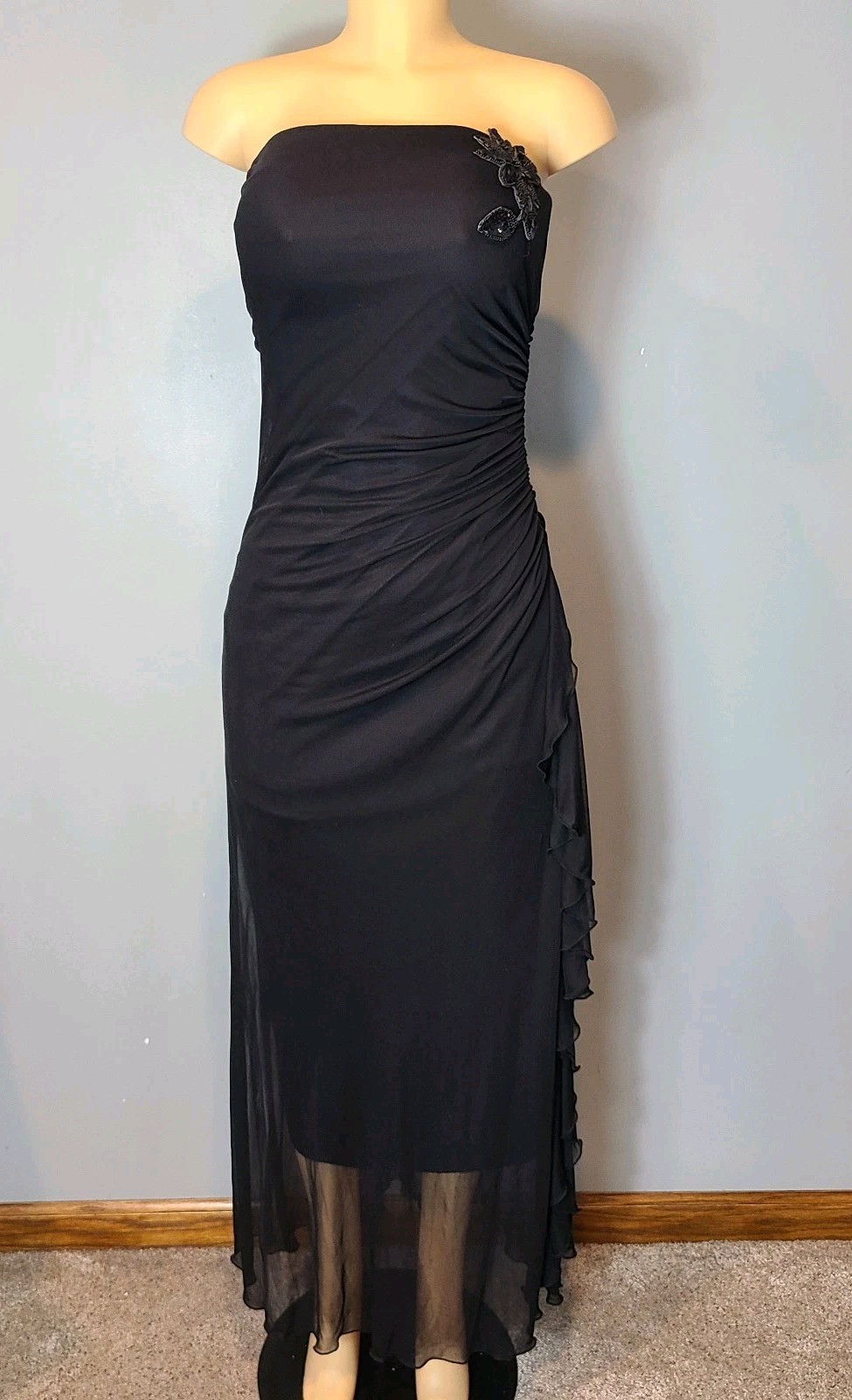Vtg Y2K Womens Fairy Maxi Dress Size S Wedding Ethereal Dreamy Mesh Whimsigoth