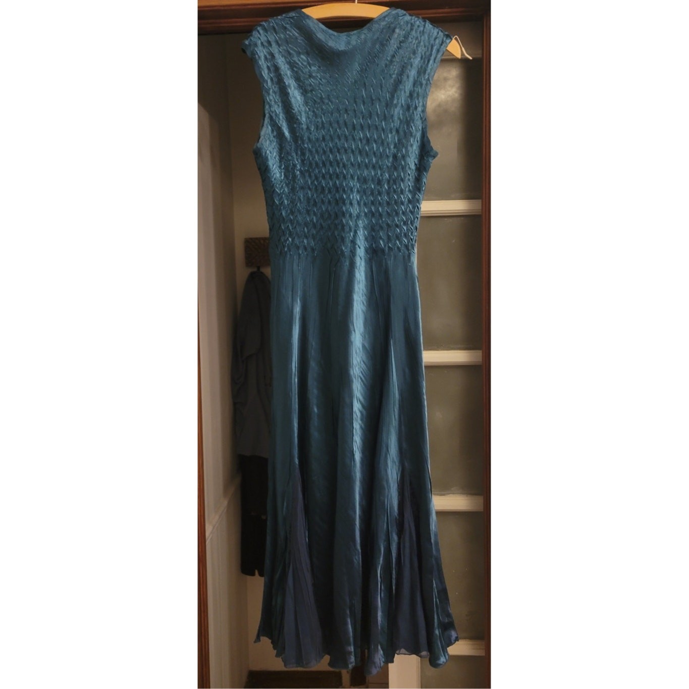 Komarov y2k crinkle slight cap sleeve fairy blue dress small