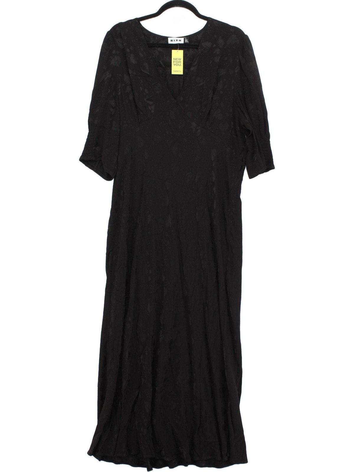 RIXO Wrap Midi Dress UK20 in Black