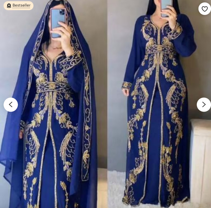 Women’s Kaftan| Hand Beaded Floor Length (56 inches)| Sz S| NEW
