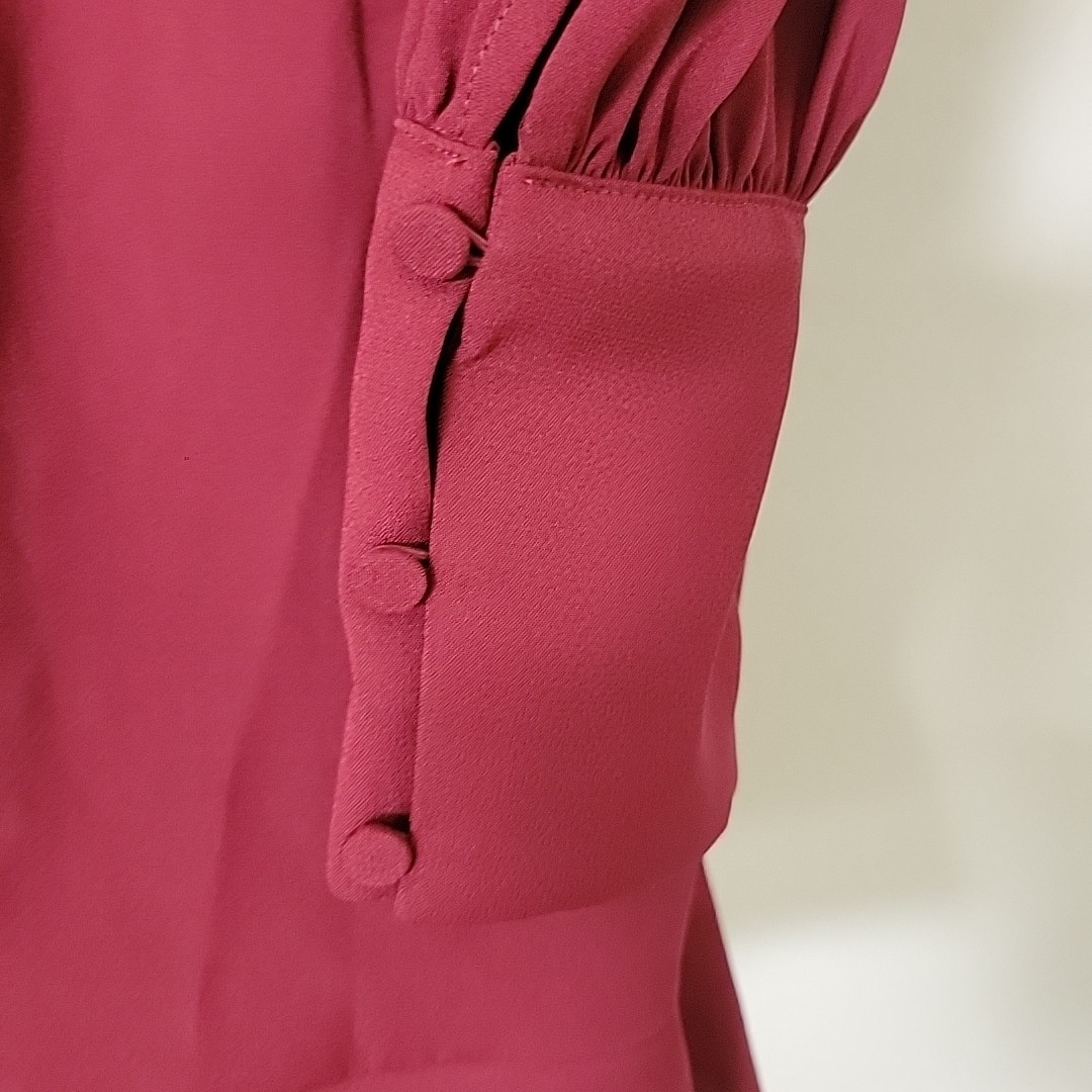 Express Maroon Sz S Elegant Long Sleeve Dress Pleated Mock Neck Button Cuff
