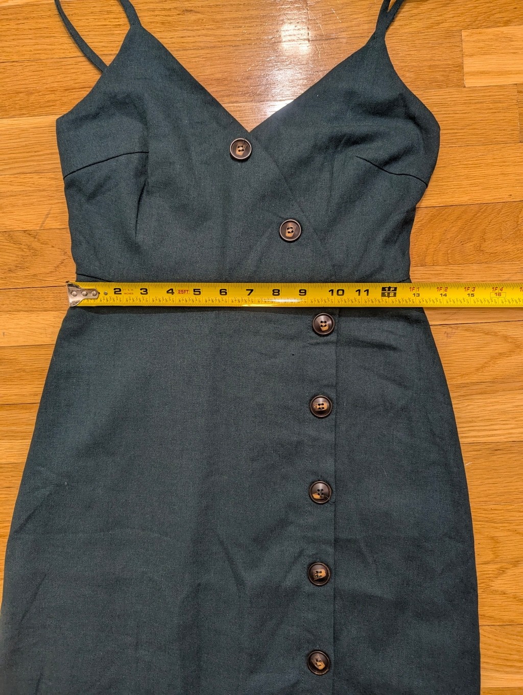 Lulus Lush Terrace Sunset Button-Front Midi Dress Forest Green Small