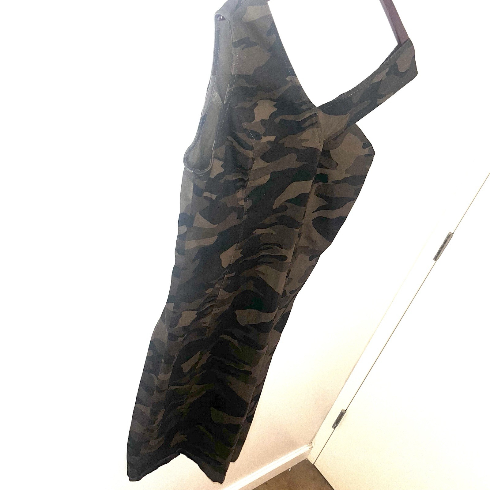 New York & Company One-Shoulder Olive Camo Bodycon Dress Sz Medium
