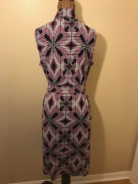 DANA BUCHMAN – PINK BLACK WHITE GRAY MULTI-COLOR SLEEVELESS DRESS – M