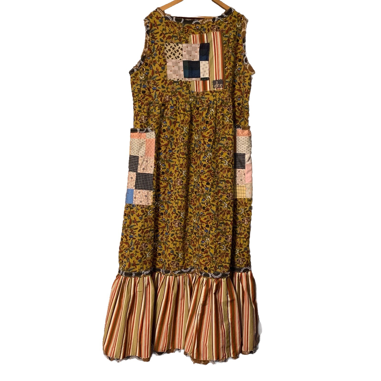 Upcycled Maxi Dress XL Tall Jumper Boho Festival Art To Wear Pockets Art To Wear