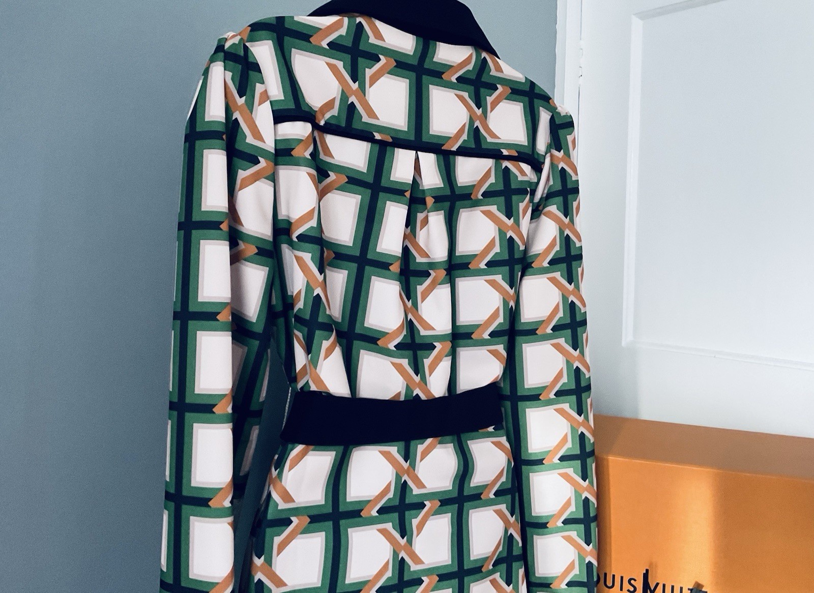 Pristine Karen Millen Twill Tie Border Print Woven Midi Shirt Dress Stunning 12