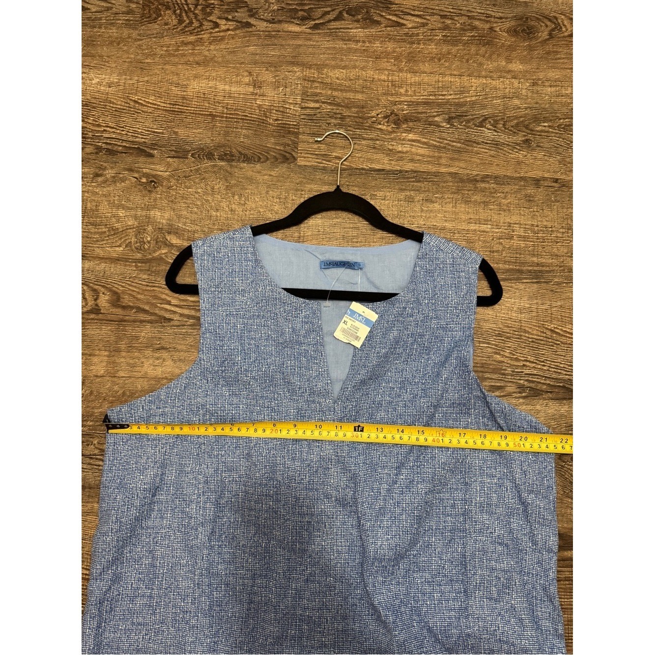 J Mclaughlin Light Blue Sleeveless Linen-Blend Shift Dress