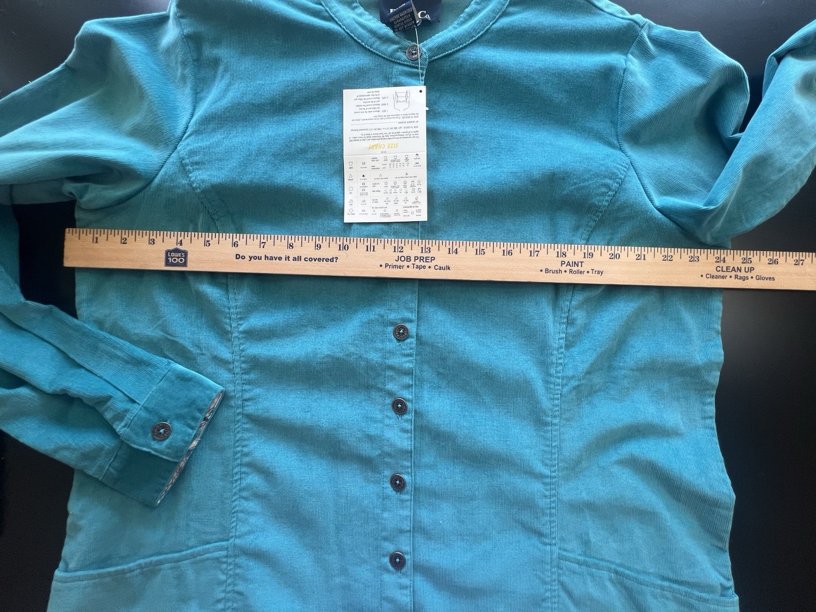 Teal Blue Corduroy Button Front & Pockets Denim & Co. Shirt Dress Sz: XL