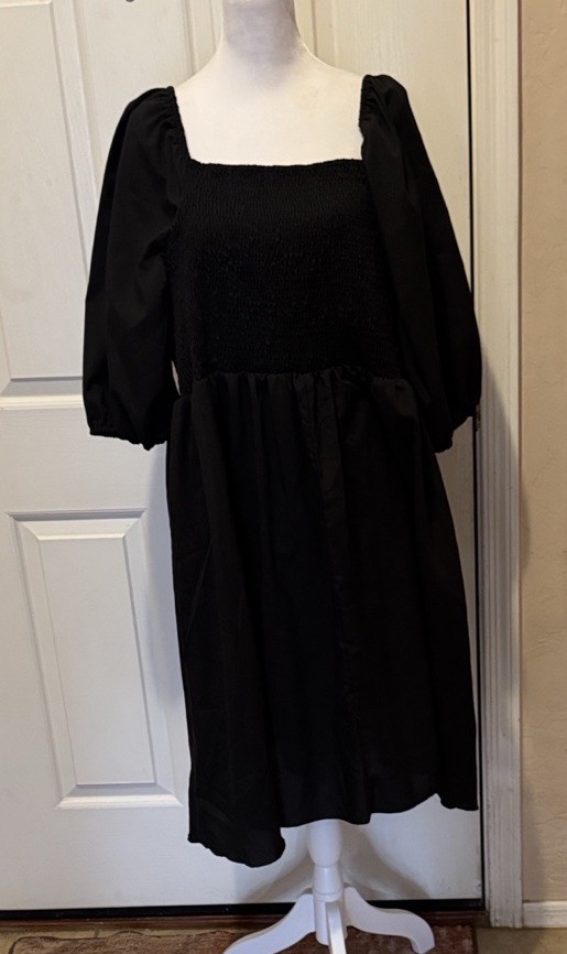 Puff Sleeve Dress Stretch Top 19” P2P 42” Length 48-42-56 Ladies 5XL Runs Small