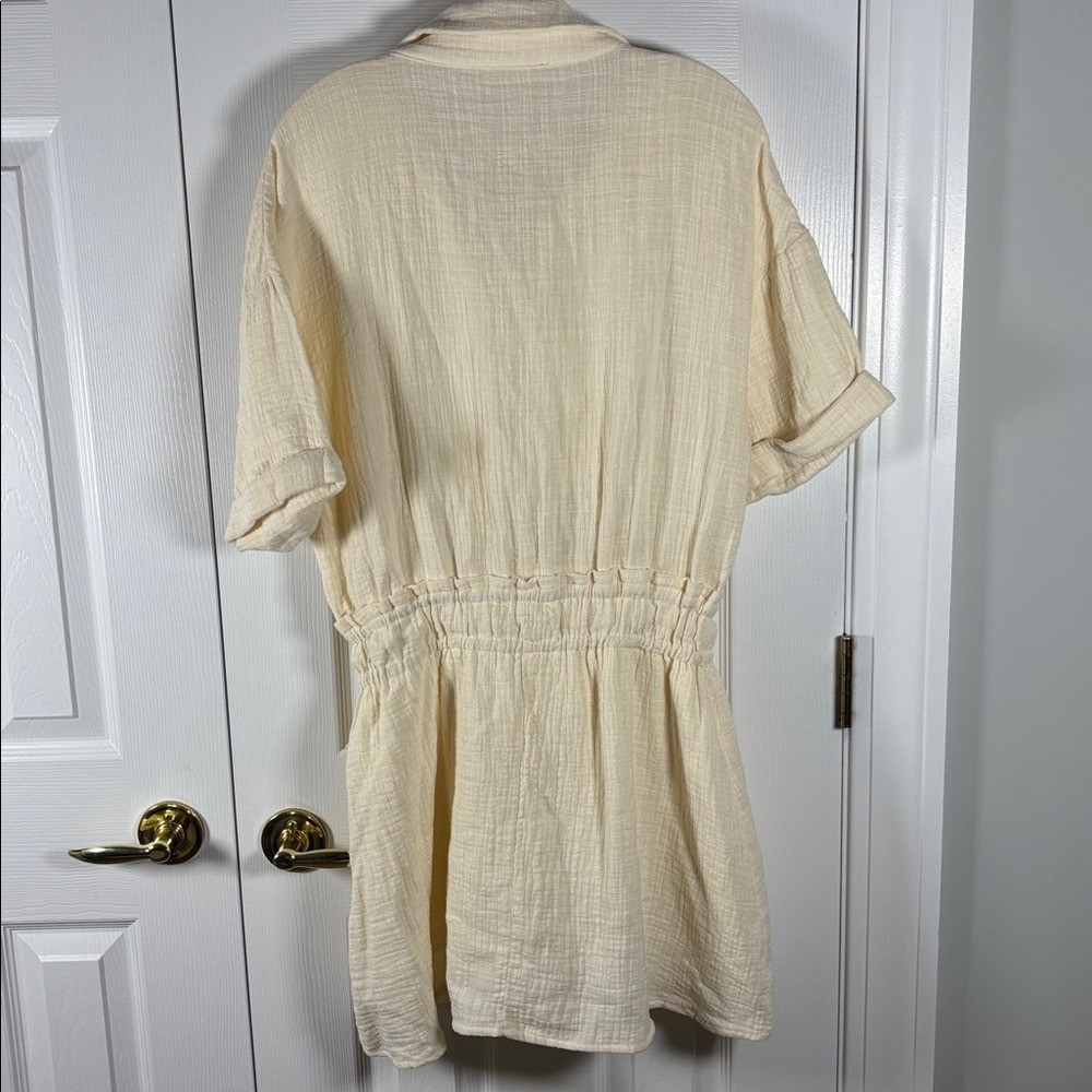 Promesa Collared Button Drawstring Paperbag Mini Dress
