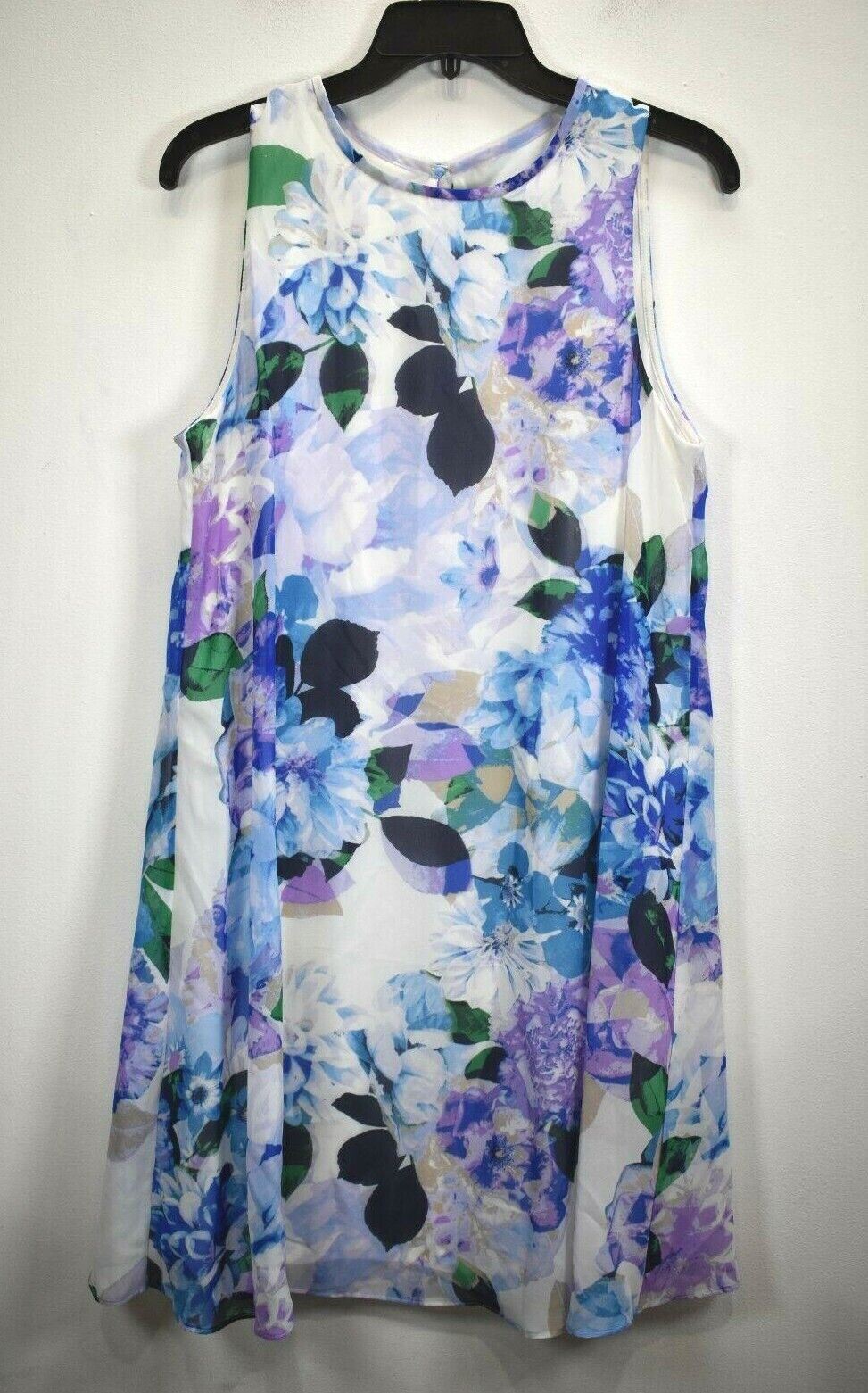 J Howard Womens Blue Floral Print Sleeveless Scoop Neck Keyhole Back Dress 8