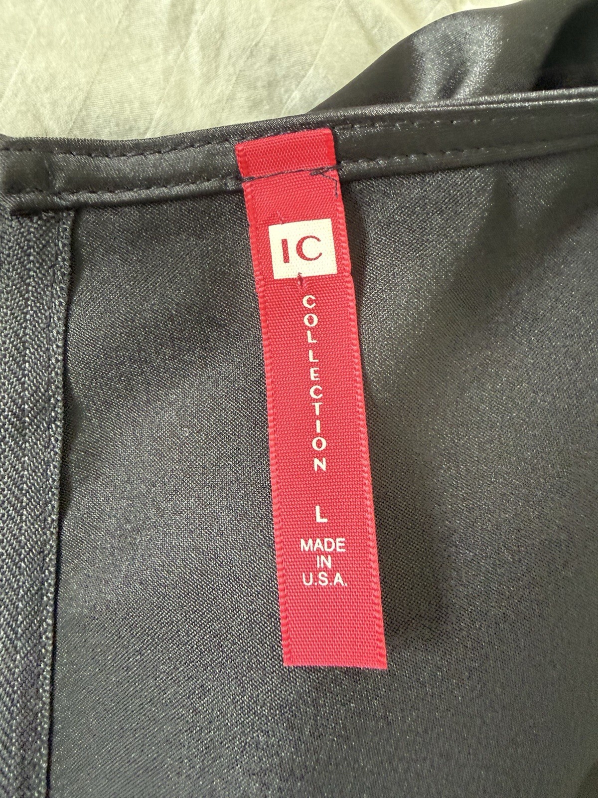 IC COLLECTION POLYESTER SPANDEX ZIP BACK CLOSURE SATIN DRESS SIZE L