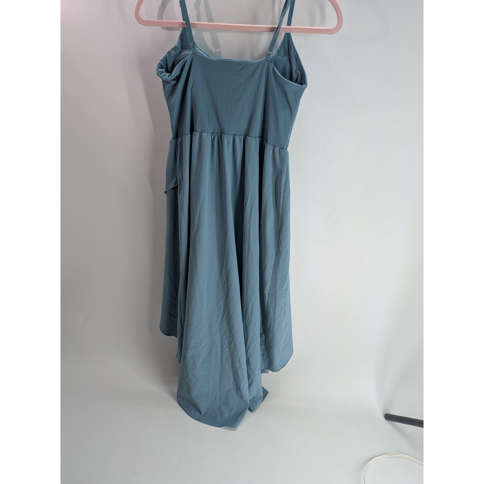Active Exercise Dress with Built-in Shorts Dusty Blue High Low Tulip Hem Small