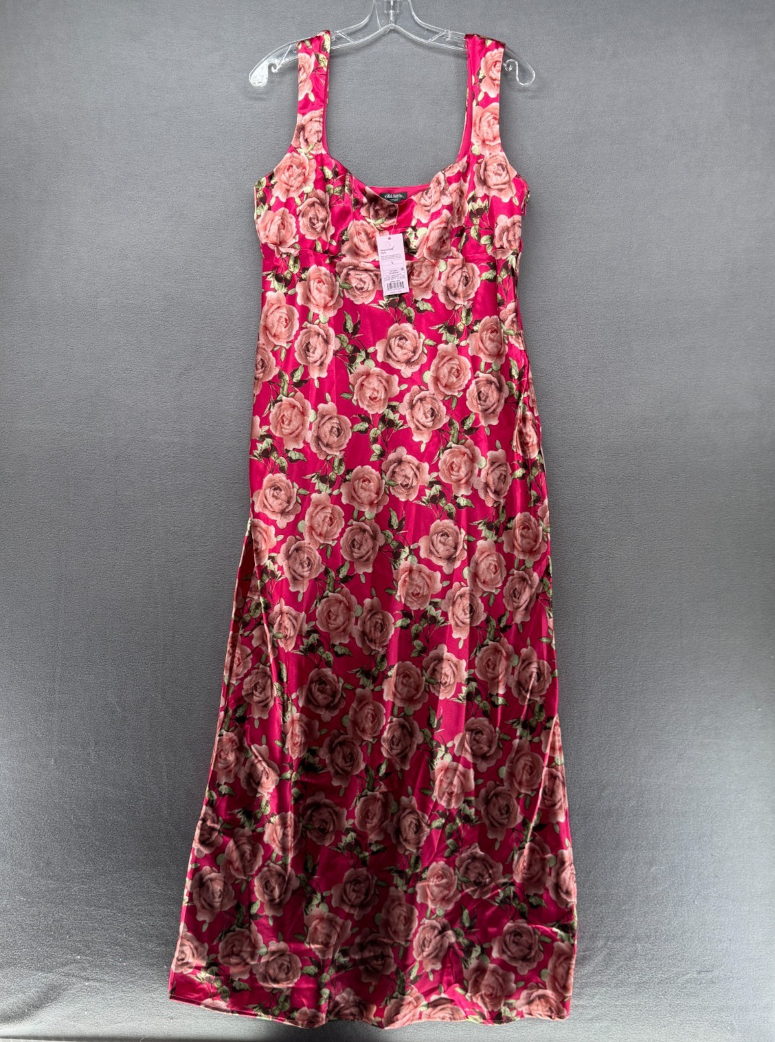 Wild Fable Maxi Dress Womens Large Red Floral Sleeveless Side Zipper Lined NWT