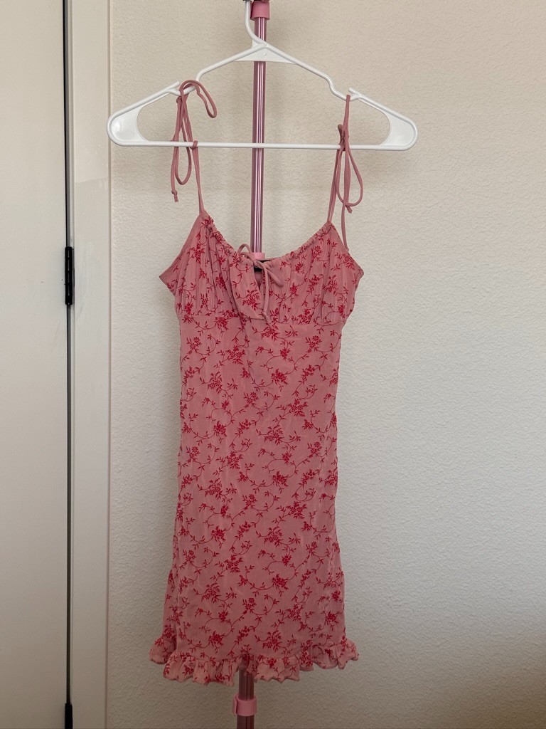 Pink floral Motel mini dress size small