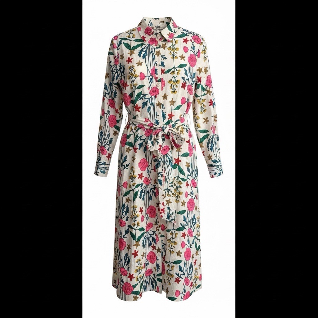 Boden Dress Ivory Garden Charm Size 14R Floral NWT Midi