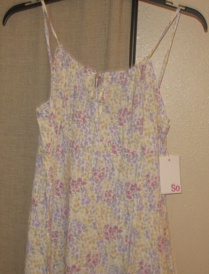 L Large Dress summer sun spring floral So juniors pink purple yellow white NEW