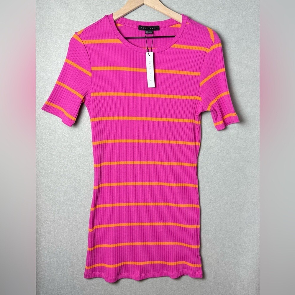Sanctuary Must Have Stripe Dress in Pink and Orange Women’s size L NWT