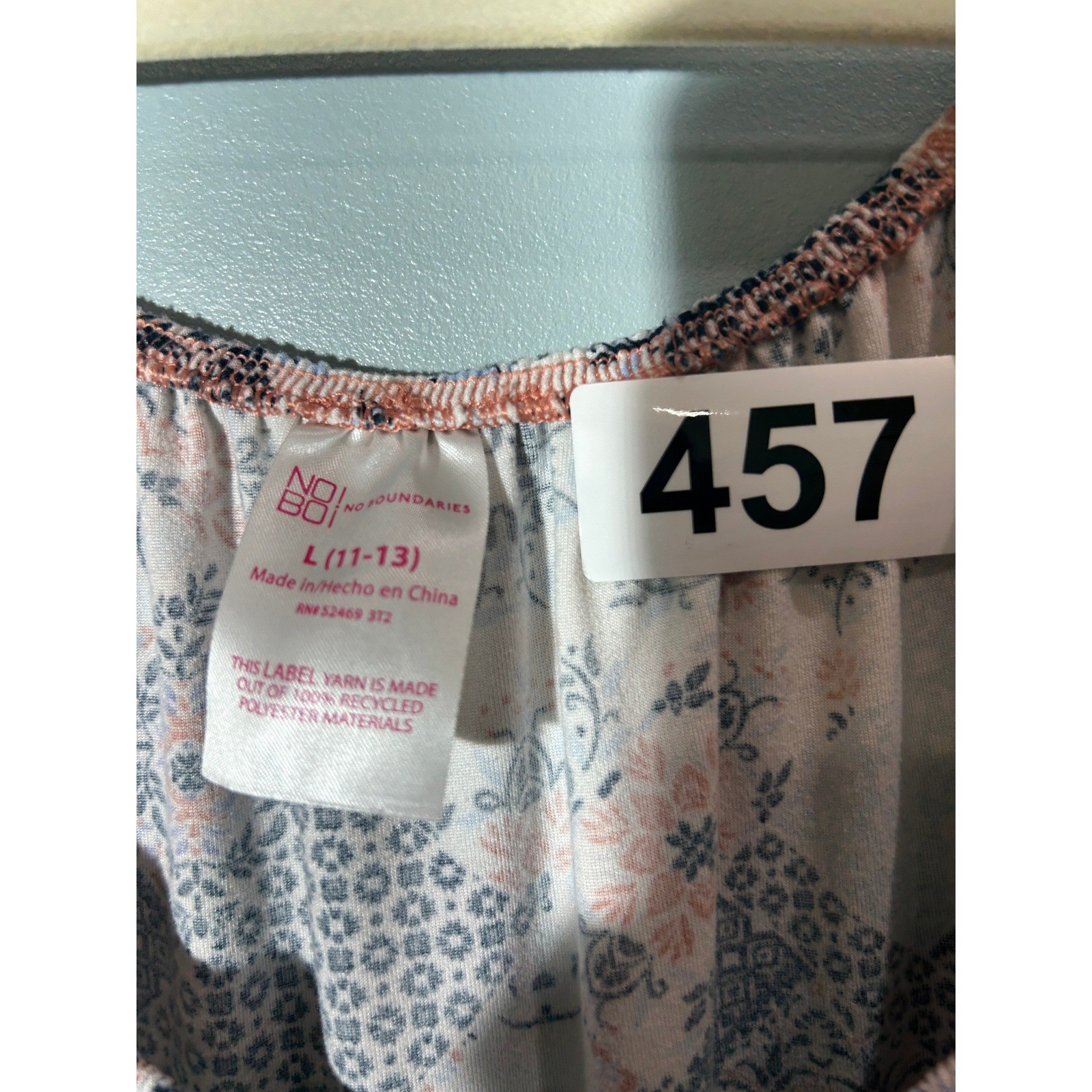 No Boundaries Womens Patchwork Floral Hi-Low Dress Peach Navy Size L 11-13