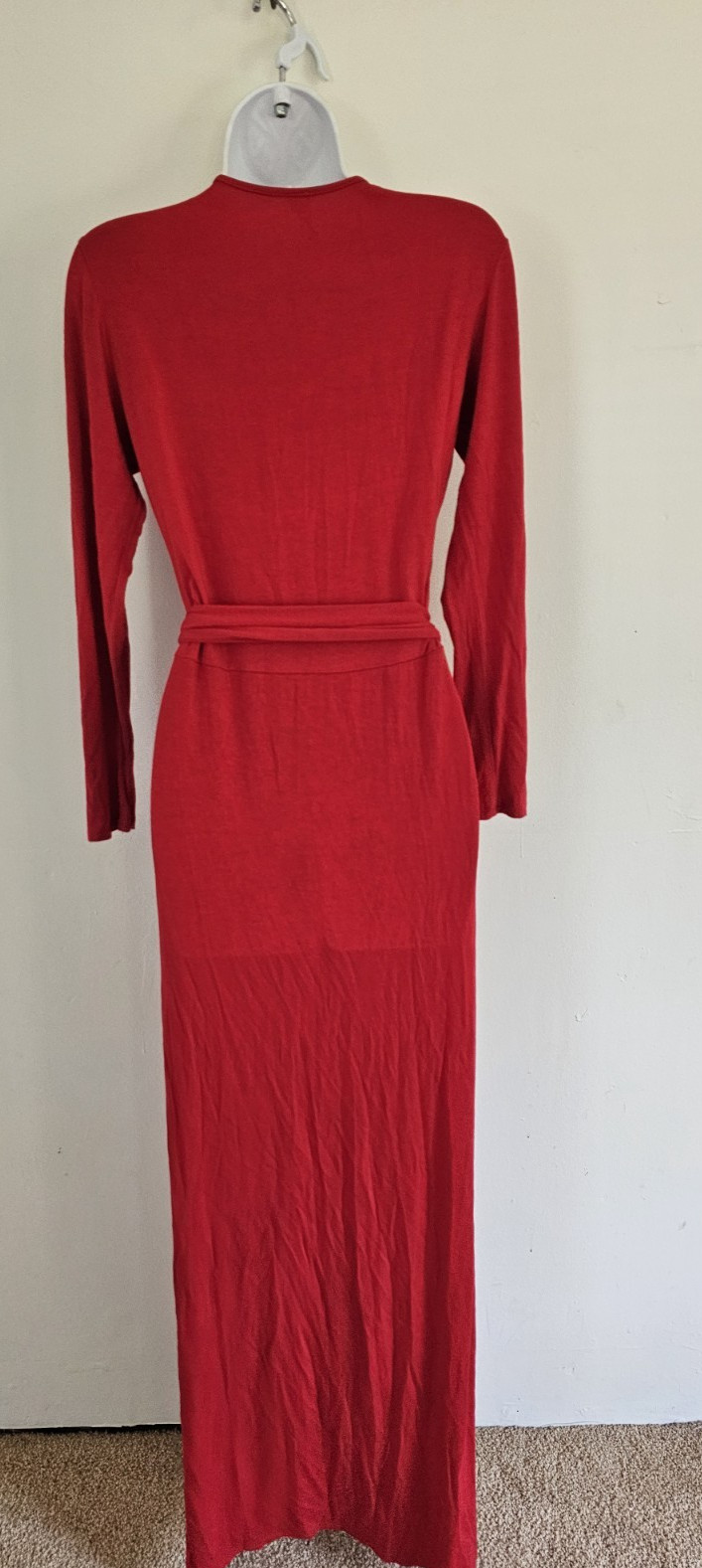 Got Style USA Red Wrap Crossover Maxi Dress size Medium Long Sleeve V-Neck