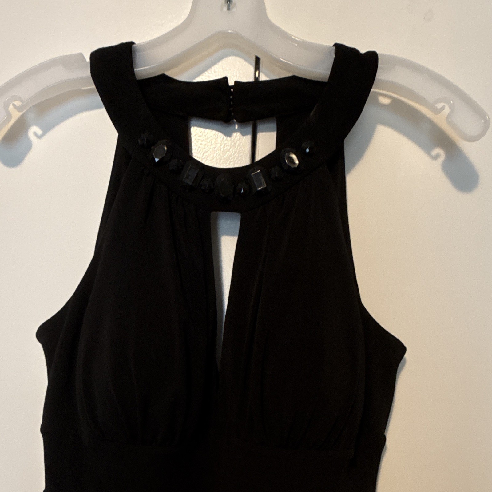 White House Black Market Black Beaded Halter Sleeveless A-Line Dress 6