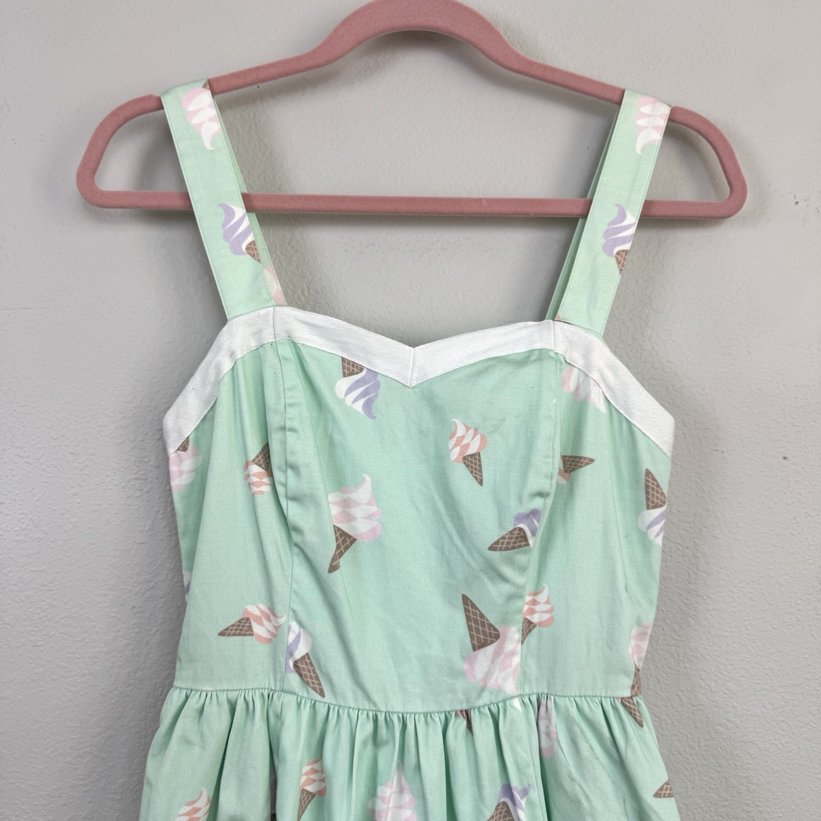 Bea & Dot ModCloth Sweetest Treat Ice Cream Cone Dress S Mint Green Pinup Retro