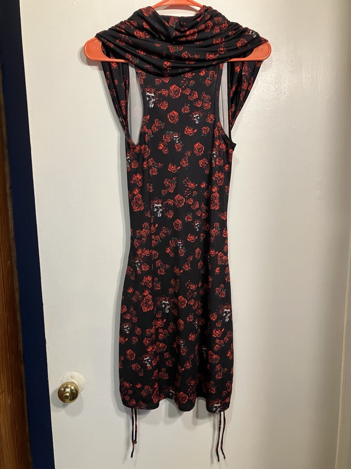 Warrior Within Designs Grateful Dead Rose Floral Bodycon Cowl Neck Midi Dress S