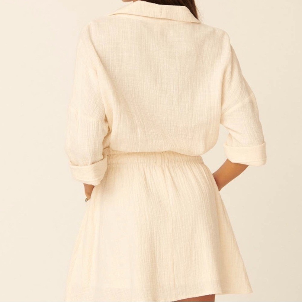Promesa Collared Button Drawstring Paperbag Mini Dress