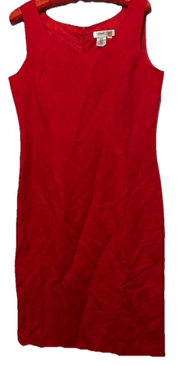 Coldwater Creek Dress 6 Red Linen Rayon Blend Fully Lined Sheath Summer Shift