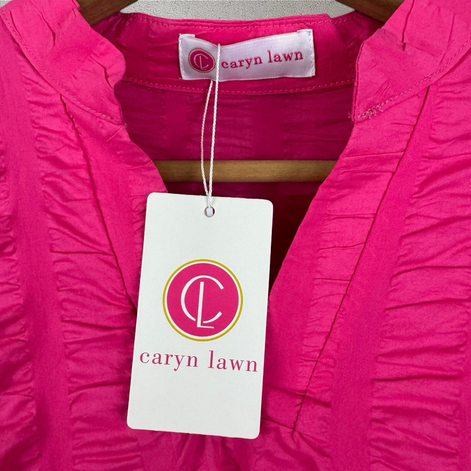 Caryn Lawn Caroline Dress In Rose Pink Poplin Cotton Shirt Dress One Size NWT