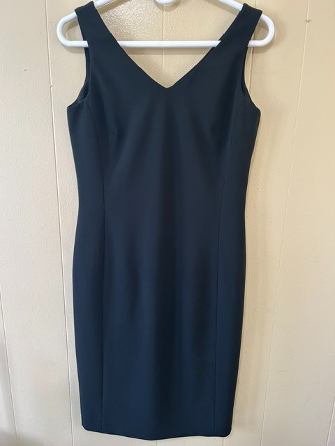 Jones New York Platinum Petite 6P Black Sheath Dress Career Office Cocktail
