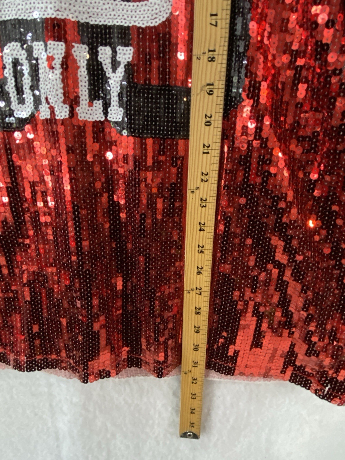 ROCKSTAR ORIG Red Sequin Mini Dress Football Jersey Game Day Oversized Sz OS
