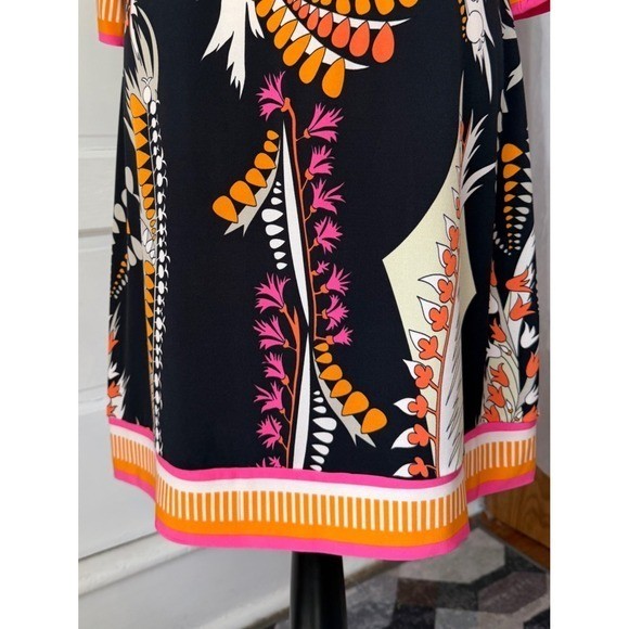 Ali Ro Boatneck Shift Dress Y2K Anthropologie 3/4 Sleeve Colorful Abstract Mod 8