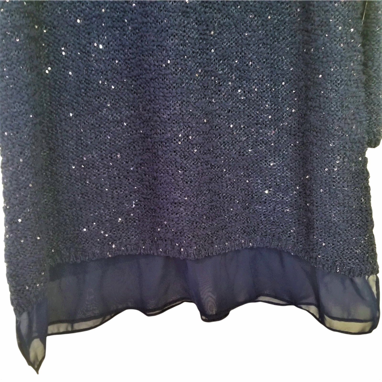 Relativity Knit Tunic with sequins and Nylon ruffle down Hem, blue – Size 2X