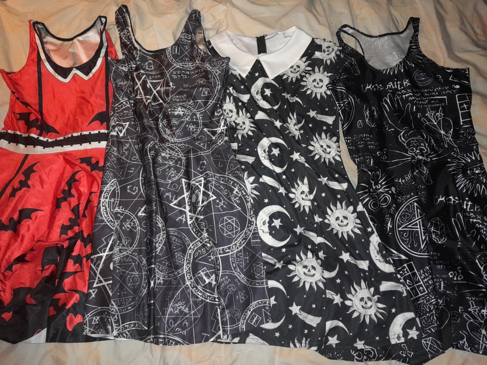 Lot of 4 Dark Academia Goth Whimsi Pentagram Black *Killstar Skater Dress sz L