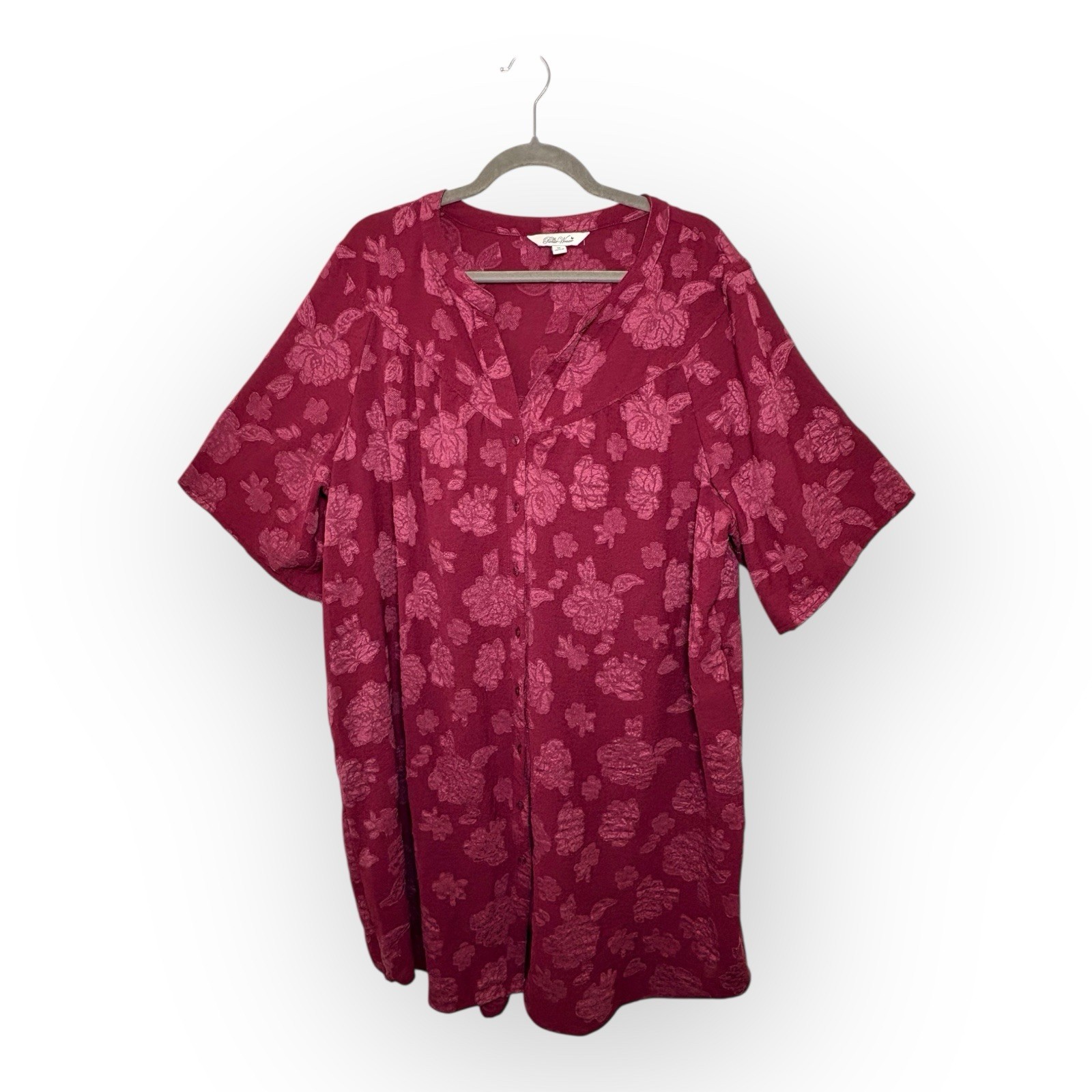 The Pioneer Woman Magenta Purple Floral Jacquard Shirt Dress Romantic Prairie 1X