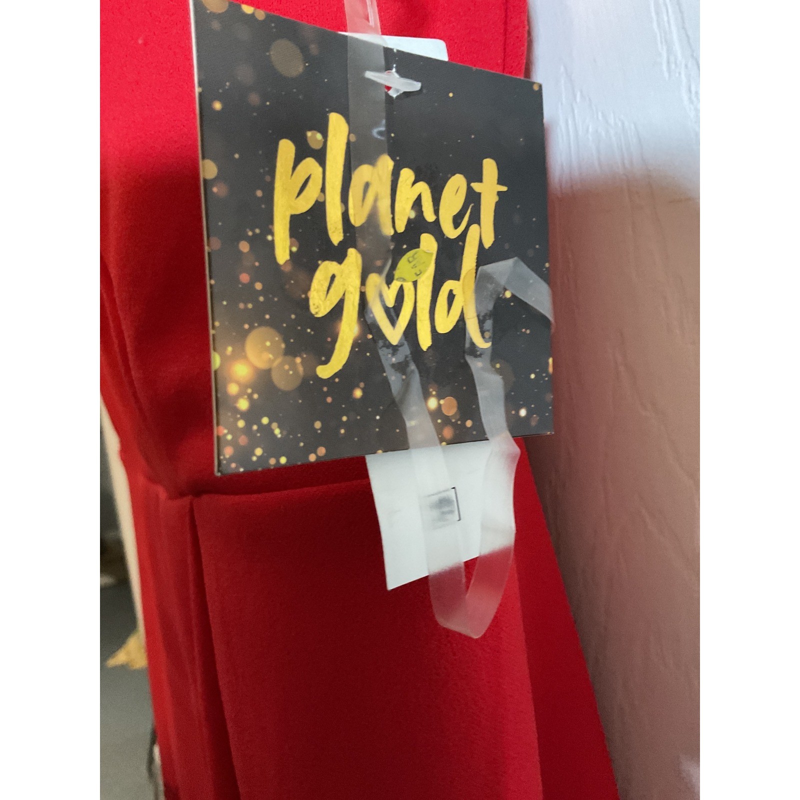 2 Planet Gold Red & Black Square Neck Sparkle Heart Mini Dress XL