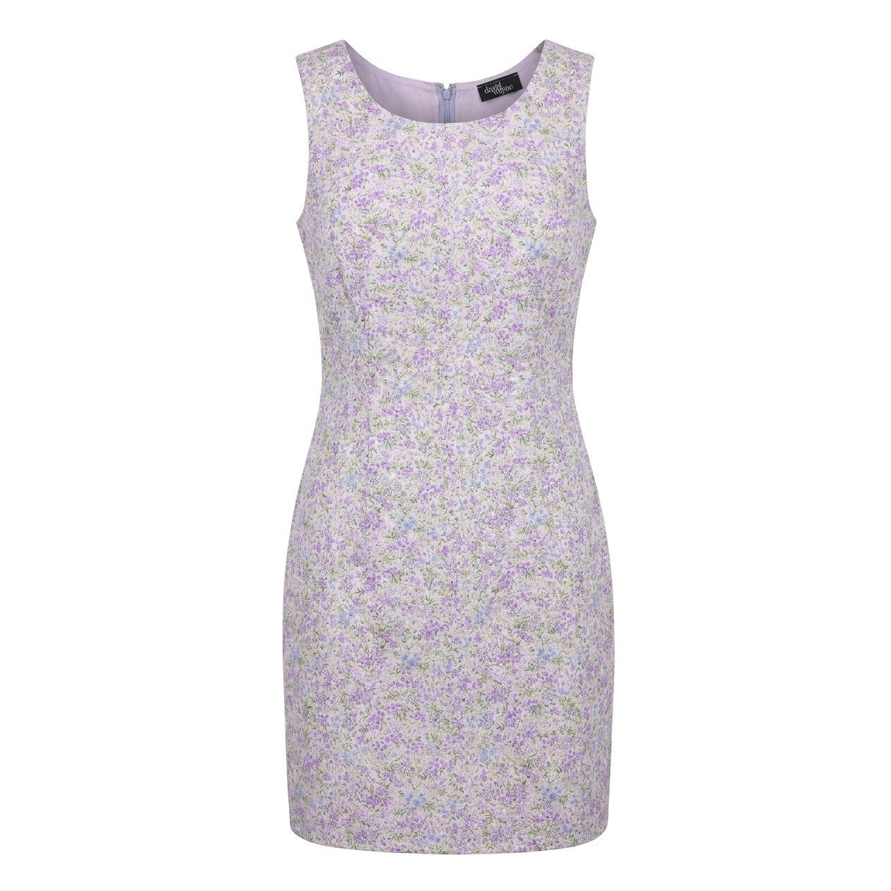 David Wayne Classic Vintage Look Purple Floral Sleeveless Sheath Dress Size 10