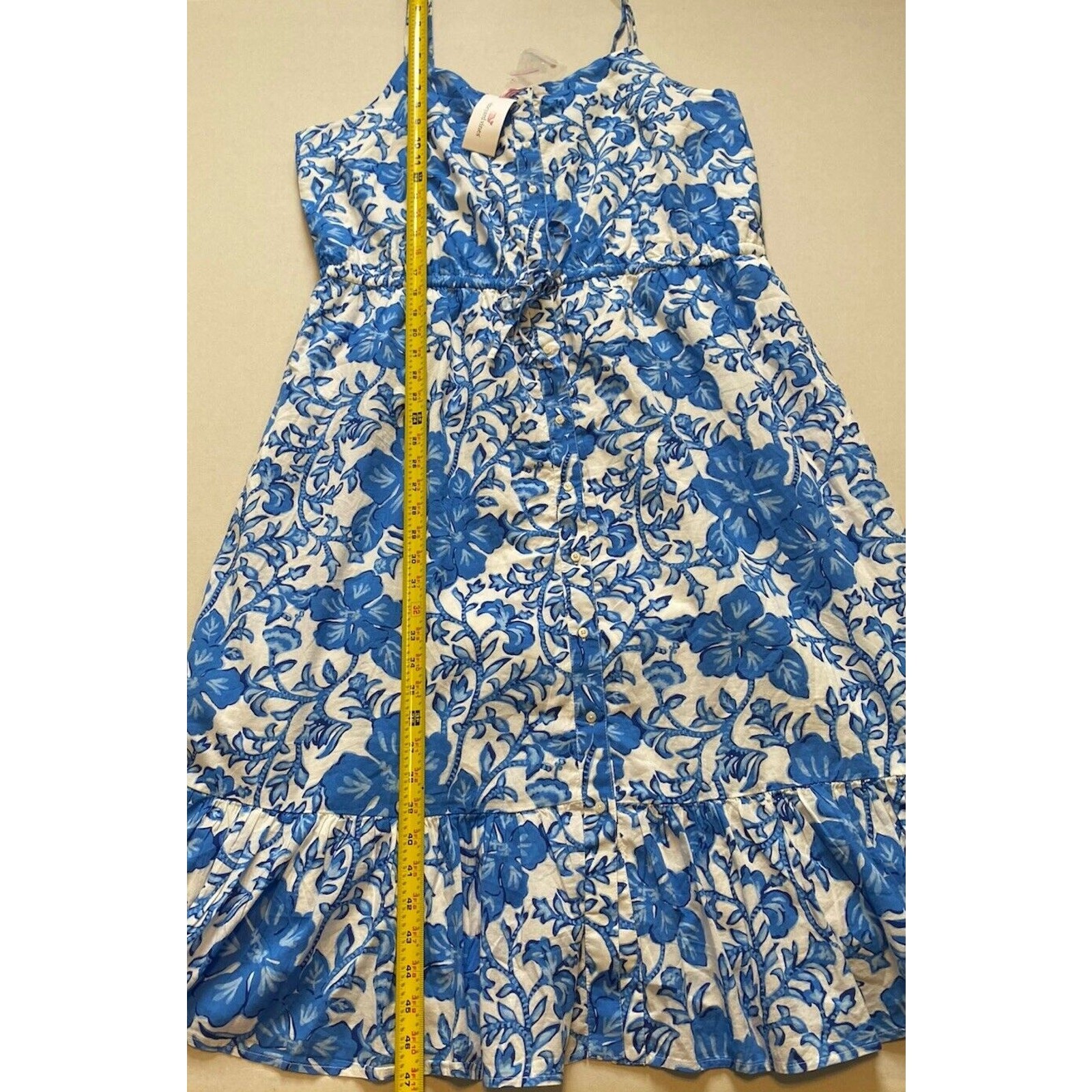 NEW Vineyard Vines Dress Womens XL Blue & White Floral Classic Trad Wife Midi