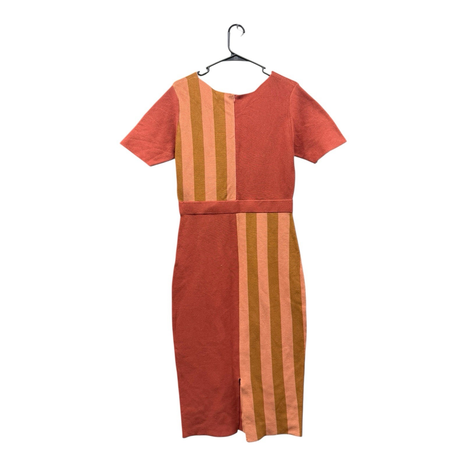 Roolee Sunset Lover Knit Midi Dress Geometric Women Size Medium Orange