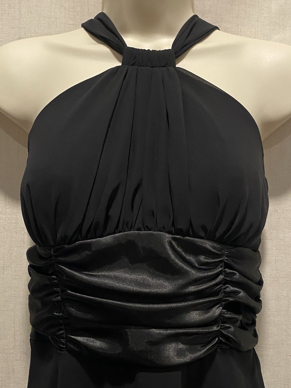 Connected Petite Size 10 Black Chiffon Halter Dress Satin Empire High Waist LNC