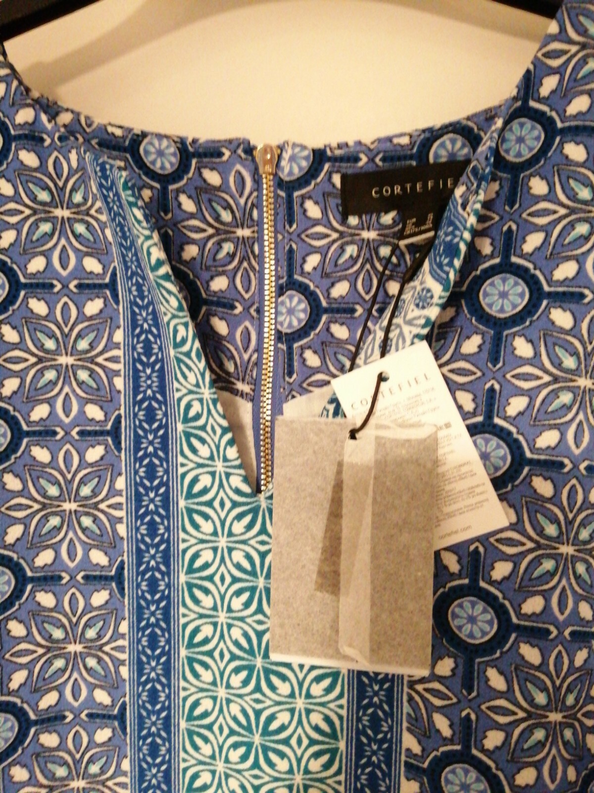 Cortefiel Blue Pattern Tunic Dress Size 14